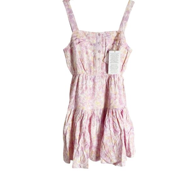 Sundress Marta Eyelet Tie Dye Square Neck A-Line Button Front Mini Dress Size M - Picture 2 of 11